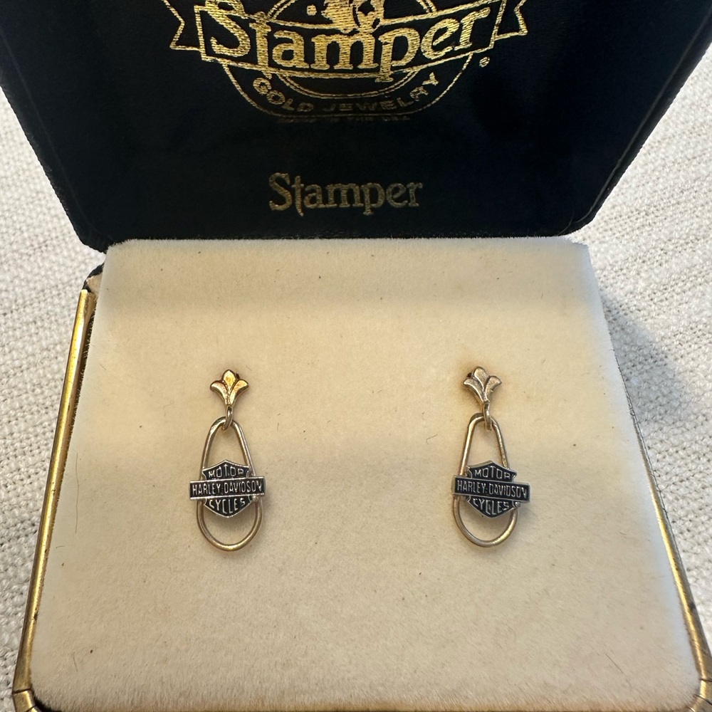 Harley Davidson Gold and Silver Logo Earrings